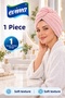 Microfiber Hair-Drying Towel and Hair Cap – Single-Button, Powder Pink - 2