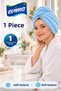 Microfiber Hair-Drying Towel and Hair Cap – Single-Button, Light Blue - 2