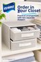Foldable Fabric Organizer with 2 Drawers – Gray Stripes, 31 × 30 × 22 cm