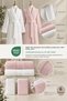 Eldy 6-Piece Family Bathrobe Set, 100% Certified Cotton Striped Bathrobe Set, Wedding Trousseau Set, White - Pink - 6