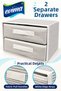 Foldable Fabric Organizer with 2 Drawers – Gray Stripes, 31 × 30 × 22 cm - 2
