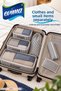 6-Piece Luggage Organizer Travel Bag and Pouch Set – Gray Striped - 5