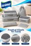 6-Piece Luggage Organizer Travel Bag and Pouch Set – Gray Striped - 3