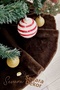 Plush Christmas Tree Skirt, Christmas Fir Tree Skirt, Dark Brown, 150 cm in Diameter