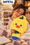2-Liter Yellow Chick-Shaped Plush Hot Water Bottle with Hand Holes, Pockets, and a Soft Cover - 4