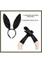 Black Shiny Bunny Ears and 40 cm Shiny Black Gloves Costume Set BX