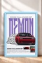 Red American Muscle Car Burning Rubber Framed Art Print Car Poster Wall Decor OTO042 - 3