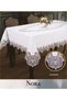 Nora Cream-Cream 155x220 cm Linen Tablecloth, Modern Dining Tablecloth Design BX - 2