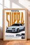 Silver Japanese Sports Car Poster with Orange Text in a Frame—Car Poster and Wall Decor OTO040