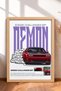 Red American Muscle Car Burning Rubber Framed Art Print Car Poster Wall Decor OTO042