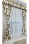 Kitchen Curtain, Closely Pleated, 1/3 Rose Pattern, Indigo with Fringe, Curtain Rail, Short Drapery Curtain, Modern - 4