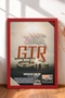 Framed Painting of a White Japanese Sports Car on a Foggy Shore—Car Poster for Garage or Office Wall Decor OTO227