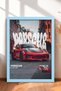 Red German Sports Car Framed Painting on City Street—Car Poster Wall Decor OTO228