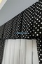 Kitchen Curtain, Closely Pleated, 1/3 Black Polka Dot, Fringed Curtain Rail, Short Drapery Curtain, Modern - 3
