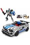 350-Piece 2-in-1 Drag-and-Drop Gray Race Car and Transformable Robot Building Set, Ages 6+ - 2