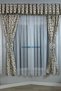Kitchen Curtain, Closely Pleated, 1/3 Brown, Crisp Floral Print, With Tassels, Short Curtain Rail, Modern Drapery Curtain