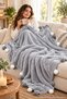 Single-Person Plush Blanket with Pom-Poms—Soft-Textured TV and Sofa Blanket