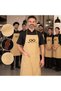 10 Beige Kitchen Aprons Customized with Your Logo - Light Brown Adjustable Neck Strap - Front C Com37866