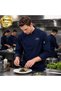5 Navy Blue Chef Jackets for Men – Customized with Your Logo – Professional Chef Jacket Made of Gabardine Fabric – Size S - 2