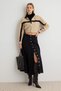 Black 100% Cotton Front Buttoned Maxi Denim Skirt Twoaw27Et00087 - 3