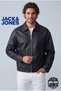 Men's Jj&J Waterproof Pu Leather Biker Jacket Black