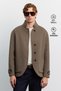 Men's Brown Wool Blend Double-Sided Soft Knit Cashmere Coat A62Y6104