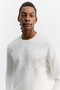 Men's Ecru Crew Neck Embroidered Interlock Regular Fit Sweatshirt A62Y1275 - 2