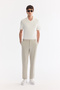 Men's Stone Side Elastic Anti-Wrinkle Technical Fabric Slim Fit Chino Trousers A61Y3077 - 8