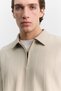 Men's Beige Polo Collar Zippered Jacquard Regular Fit Sweatshirt A62Y1245 - 2