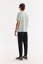 Men's Mint Green Crew Neck Printed Bi-Stretch Interlock Regular Fit T-Shirt A61Y1161 - 4