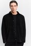Men's Black Classic Collar Velvet Soft Touch Long Sleeve Comfort Fit Shirt Jacket A62Y2503 - 7