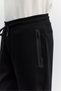 Men's Black Elastic Waist Lace-Up Interlock Jogger with Side Zipper Pockets B003404 - 8