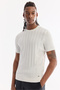 Men's Ecru Crew Neck Easy Ü Tulle Enen Wrinkle-Free Regular Fit Knitwear T-Shirt A61Y5026 - 6