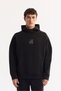 Men's Black Hooded Collar Easy-Iron Bi-Stretch Printed Oversize Fit Sweatshirt A52Y1312