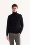 Men's Black Turtleneck Soft Touch Textured Knitwear Regular Fit Sweater A52Y5040