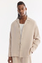 Men's Beige Apaj Collar Modal Blend Soft Touch Oversize Fit Shirt A61Y2092 - 8
