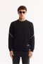 Men's Black Crew Neck Cotton Bi-Stretch Printed Regular Fit Sweatshirt A52Y1258