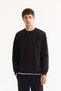 Men's Black Crew Neck Cotton Bi-Stretch Regular Fit Sweatshirt A52Y1272