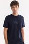 Men's Navy Blue Crew Neck Printed Bi-Stretch Interlock Regular Fit T-Shirt A61Y1054 - 5