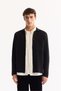 Men's Black Polo Neck Buttoned Wool Blend Regular Fit Cardigan A52Y5148