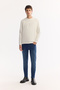 Men's Ecru Crew Neck Cotton Bi-Stretch Printed Regular Fit Sweatshirt A52Y1247 - 5