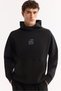 Men's Black Hooded Collar Easy-Iron Bi-Stretch Printed Oversize Fit Sweatshirt A52Y1312 - 7