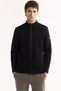 Men's Black Mock Neck Zippered Wool Blend Textured Regular Fit Cardigan A52Y5044 - 2