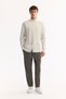 Men's Gray Bottomed Collar Soft Touch Striped Comfort Fit Shirt A52Y2112 - 6