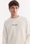 Men's Ecru Crew Neck Cotton Easy-Iron Bi-Stretch Regular Fit Sweatshirt A61Y1205 - 2
