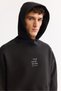 Men's Black Hooded Collar Easy-Iron Bi-Stretch Printed Oversize Fit Sweatshirt A52Y1312 - 2