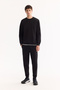 Men's Black Crew Neck Cotton Bi-Stretch Regular Fit Sweatshirt A52Y1272 - 6