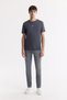 Men's Gray Classic Waist Vintage Washed Cotton Berlin Slim Fit Jean Trousers B003524