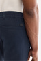 Men's Navy Blue Elastic Waist 100% Linen Trousers B 003032 - 7