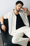 Men's Beige Apaj Collar Striped Cotton Short Sleeve Comfort Fit Shirt A51Y2071 - 7